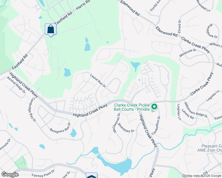 map of restaurants, bars, coffee shops, grocery stores, and more near 8436 Laurel Run Drive in Charlotte
