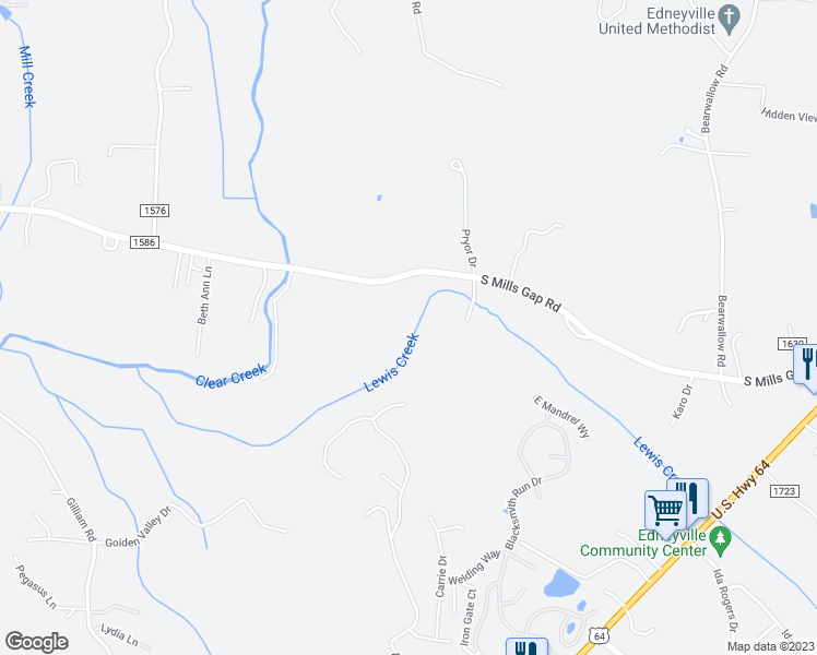map of restaurants, bars, coffee shops, grocery stores, and more near 1528 South Mills Gap Road in Hendersonville