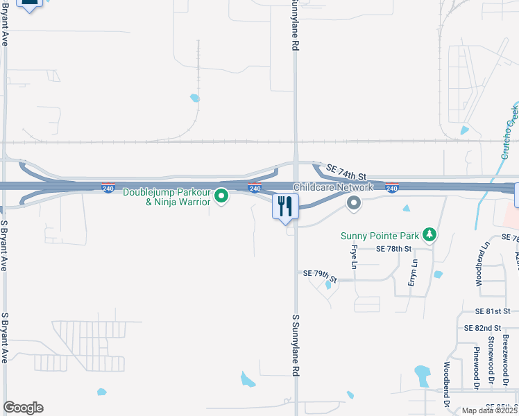 map of restaurants, bars, coffee shops, grocery stores, and more near 4112 Interstate 240 Service Road in Oklahoma City