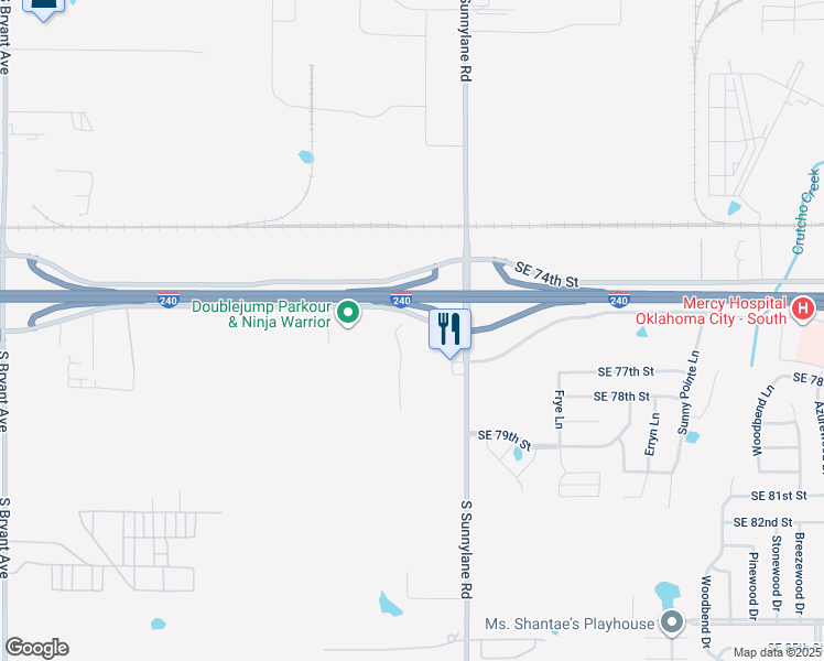 map of restaurants, bars, coffee shops, grocery stores, and more near 4112 East Interstate 240 Service Road in Oklahoma City