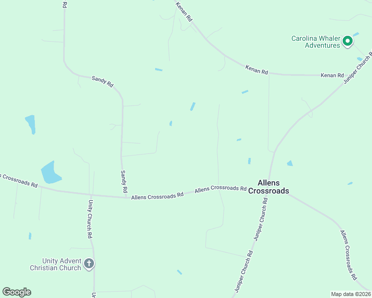 map of restaurants, bars, coffee shops, grocery stores, and more near 1582 Allens Crossroads Road in Four Oaks