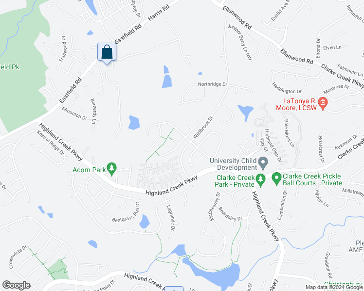 map of restaurants, bars, coffee shops, grocery stores, and more near 6016 Hidden Meadow Lane in Charlotte