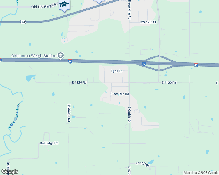map of restaurants, bars, coffee shops, grocery stores, and more near 415 Treat Road in Muldrow