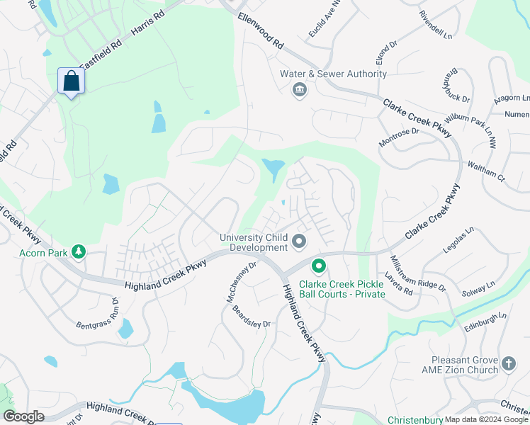 map of restaurants, bars, coffee shops, grocery stores, and more near 7207 Gallery Pointe Lane in Charlotte