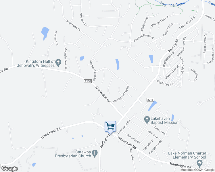 map of restaurants, bars, coffee shops, grocery stores, and more near 8535 Cedar Hollow Lane in Huntersville