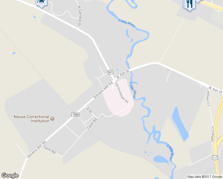 map of restaurants, bars, coffee shops, grocery stores, and more near 201 Stevens Mill Road in Goldsboro