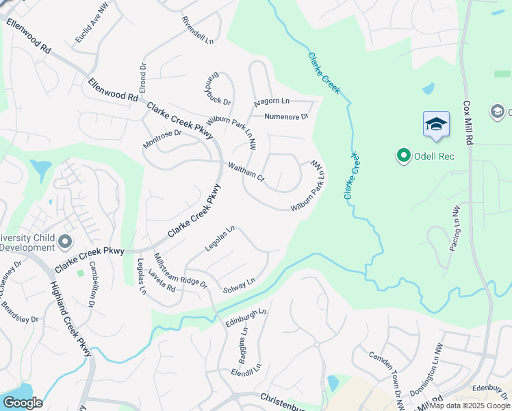 map of restaurants, bars, coffee shops, grocery stores, and more near 1750 Wilburn Park Lane Northwest in Charlotte