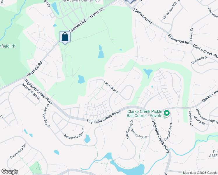 map of restaurants, bars, coffee shops, grocery stores, and more near 8619 Laurel Run Drive in Charlotte