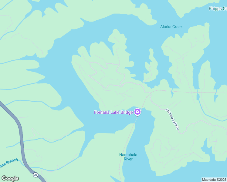 map of restaurants, bars, coffee shops, grocery stores, and more near Cherokee Ridge in Bryson City