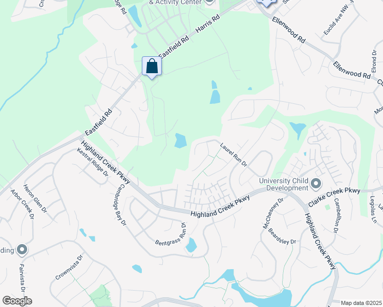 map of restaurants, bars, coffee shops, grocery stores, and more near 8844 Laurel Run Drive in Charlotte