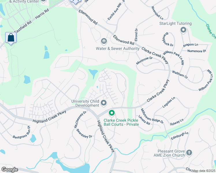 map of restaurants, bars, coffee shops, grocery stores, and more near 8541 Highland Glen Drive in Charlotte