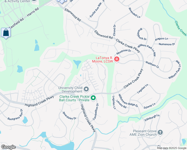 map of restaurants, bars, coffee shops, grocery stores, and more near 5980 Pale Moss Lane in Charlotte