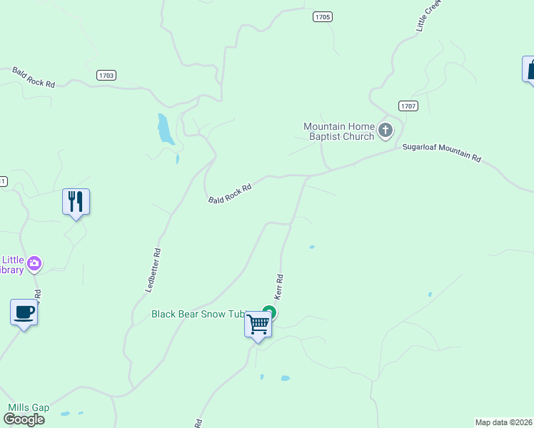 map of restaurants, bars, coffee shops, grocery stores, and more near 1175 Sugarloaf Mountain Road in Hendersonville