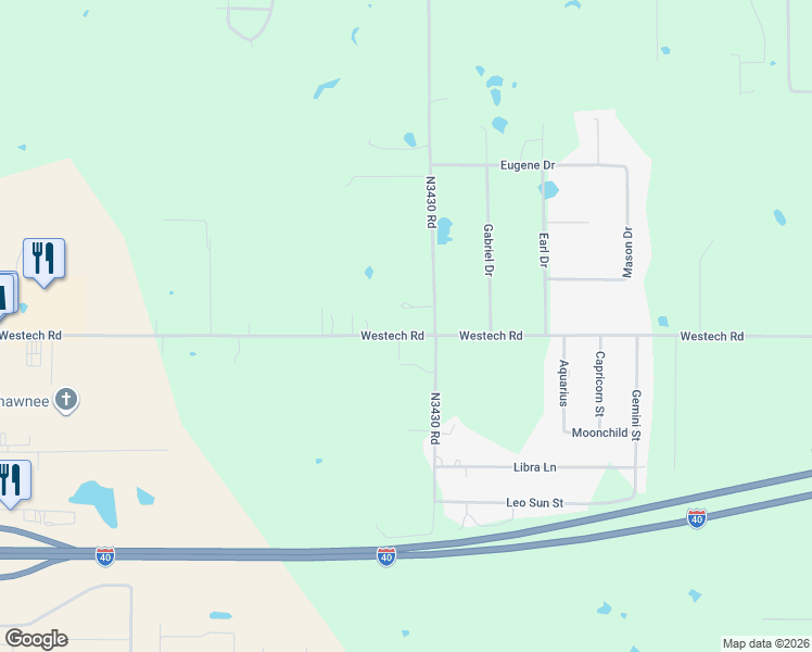 map of restaurants, bars, coffee shops, grocery stores, and more near 42904 Westech Road in Shawnee