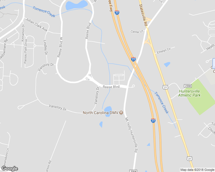 map of restaurants, bars, coffee shops, grocery stores, and more near 13893 Reese Boulevard in Huntersville