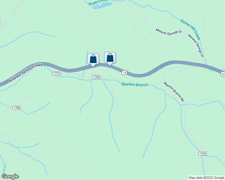 map of restaurants, bars, coffee shops, grocery stores, and more near 589 Racking Cove Road in Sylva