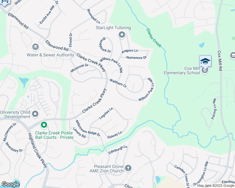 map of restaurants, bars, coffee shops, grocery stores, and more near 1730 Wilburn Park Lane Northwest in Charlotte
