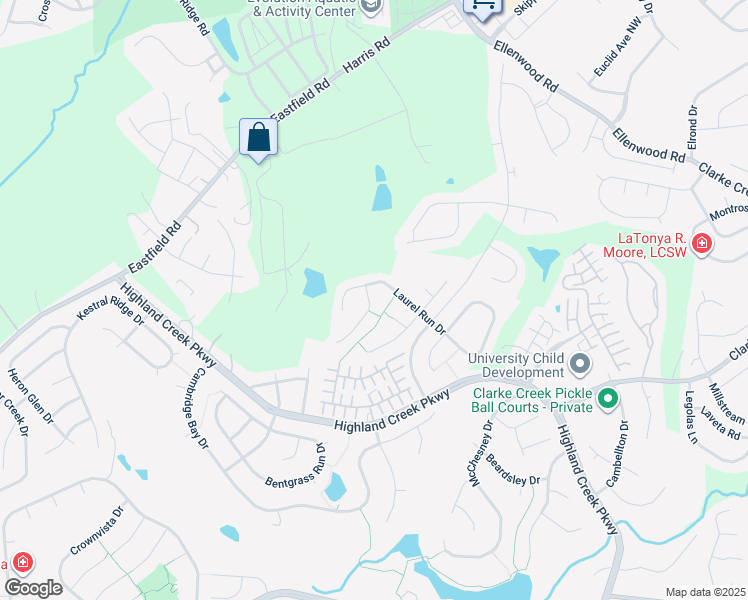 map of restaurants, bars, coffee shops, grocery stores, and more near 6022 Leawood Run Court in Charlotte