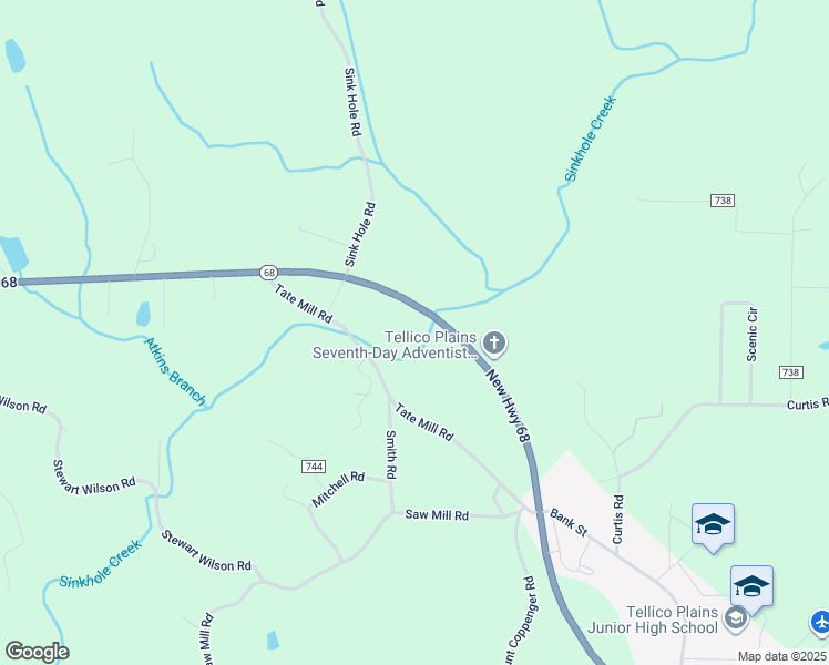 map of restaurants, bars, coffee shops, grocery stores, and more near 8608 New Highway 68 in Tellico Plains