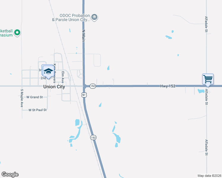 map of restaurants, bars, coffee shops, grocery stores, and more near 20830 Highway 152 in Union City