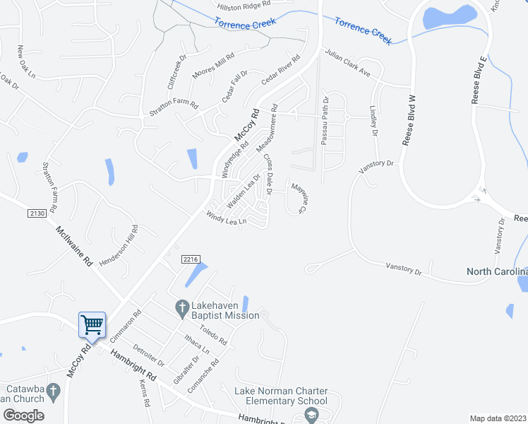 map of restaurants, bars, coffee shops, grocery stores, and more near 9671 Mendenhall View Drive in Huntersville