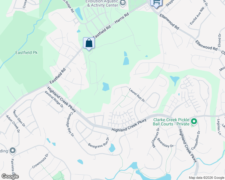 map of restaurants, bars, coffee shops, grocery stores, and more near 8844 Laurel Run Drive in Charlotte
