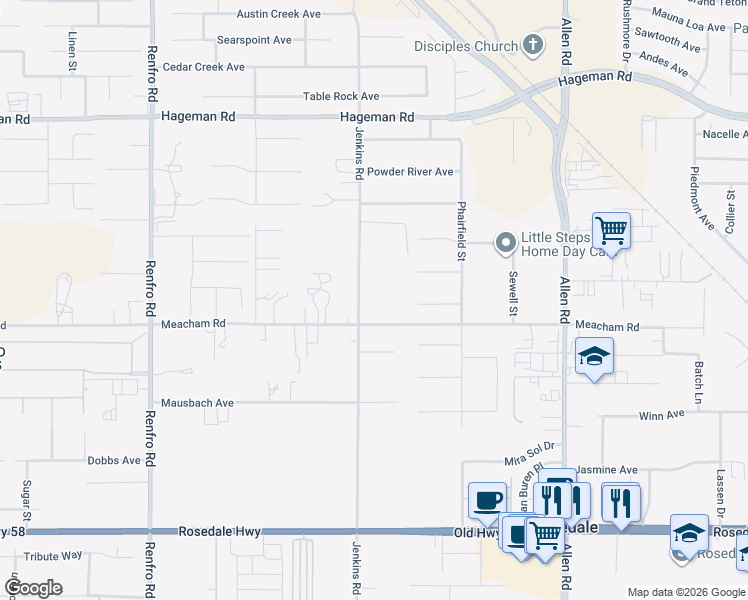 map of restaurants, bars, coffee shops, grocery stores, and more near in Bakersfield