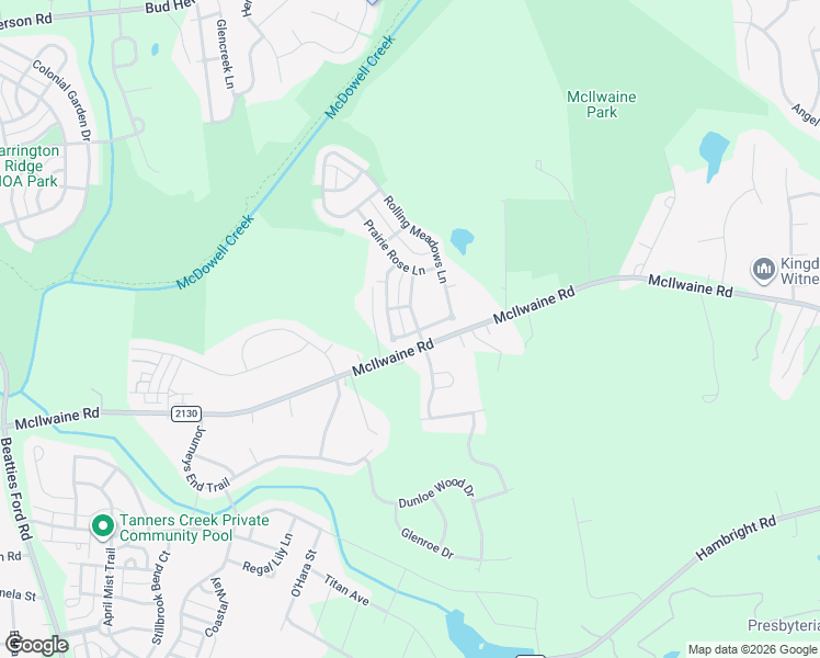 map of restaurants, bars, coffee shops, grocery stores, and more near 7634 Rolling Meadows Lane in Huntersville