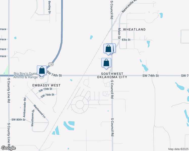 map of restaurants, bars, coffee shops, grocery stores, and more near 8192 Southwest 74th Street in Oklahoma City