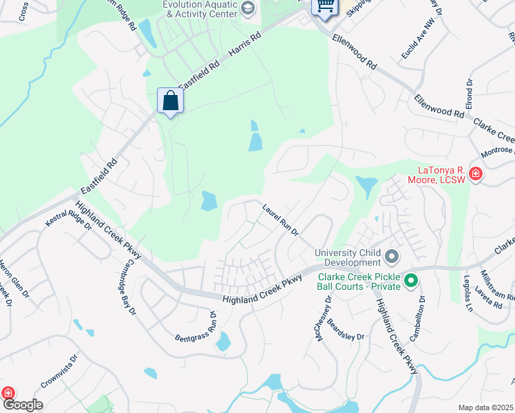 map of restaurants, bars, coffee shops, grocery stores, and more near 8731 Laurel Run Drive in Charlotte