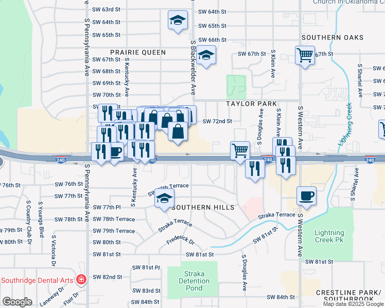 map of restaurants, bars, coffee shops, grocery stores, and more near in Oklahoma City