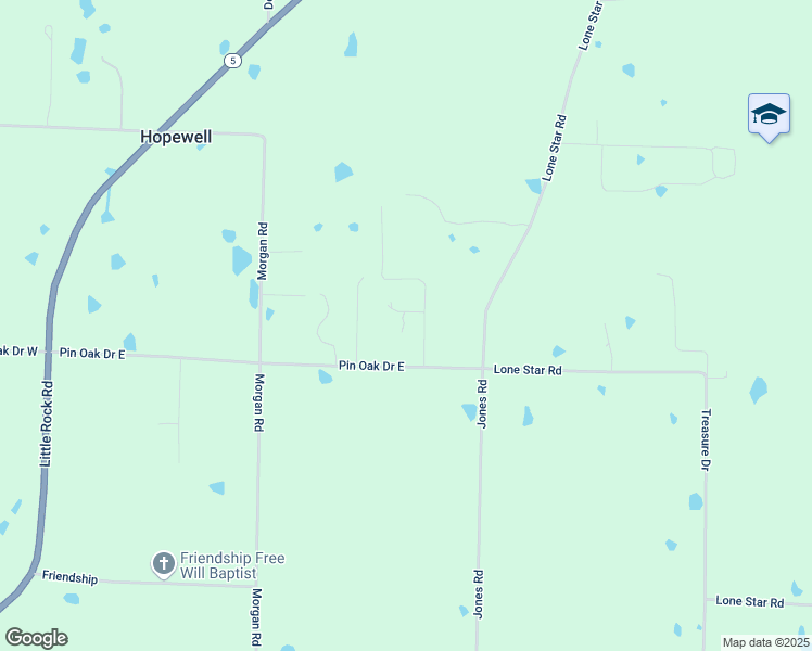 map of restaurants, bars, coffee shops, grocery stores, and more near 133 Pecan Drive in Rose Bud