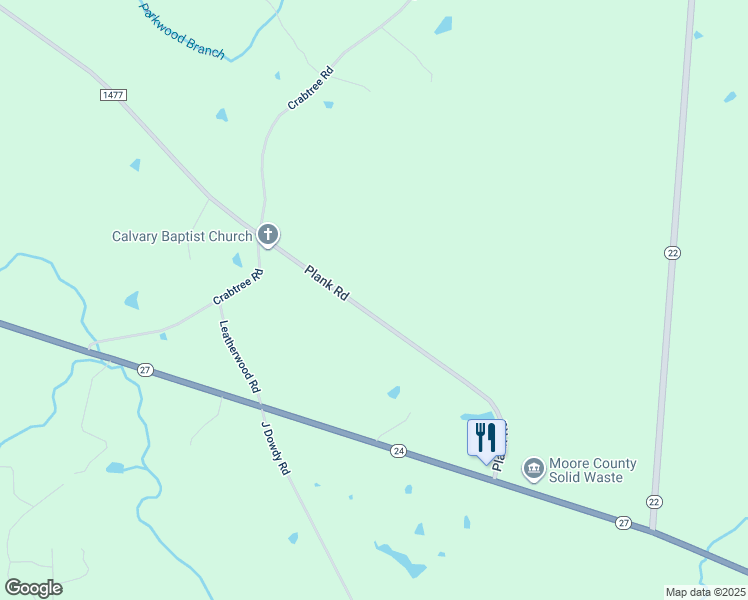 map of restaurants, bars, coffee shops, grocery stores, and more near 412 Plank Road in Carthage