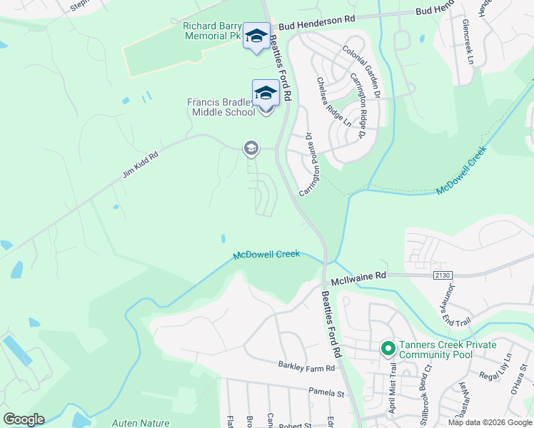 map of restaurants, bars, coffee shops, grocery stores, and more near in Huntersville