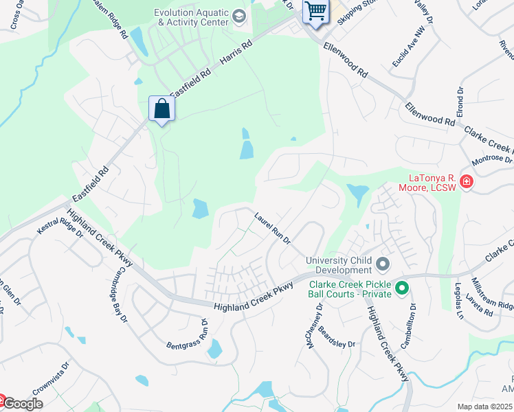 map of restaurants, bars, coffee shops, grocery stores, and more near 6310 Wyndham Hill Drive in Charlotte