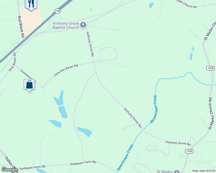 map of restaurants, bars, coffee shops, grocery stores, and more near 329 Anthony Grove Road in Crouse