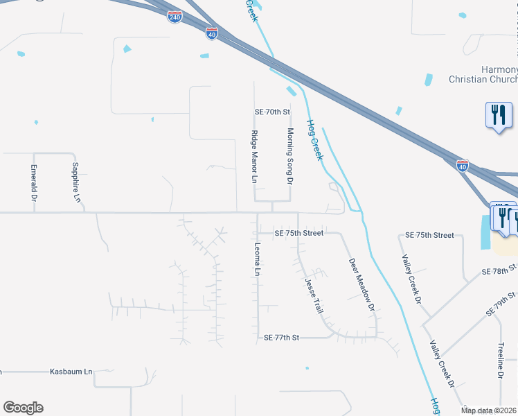 map of restaurants, bars, coffee shops, grocery stores, and more near 14030 Southeast 73rd Street in Oklahoma City