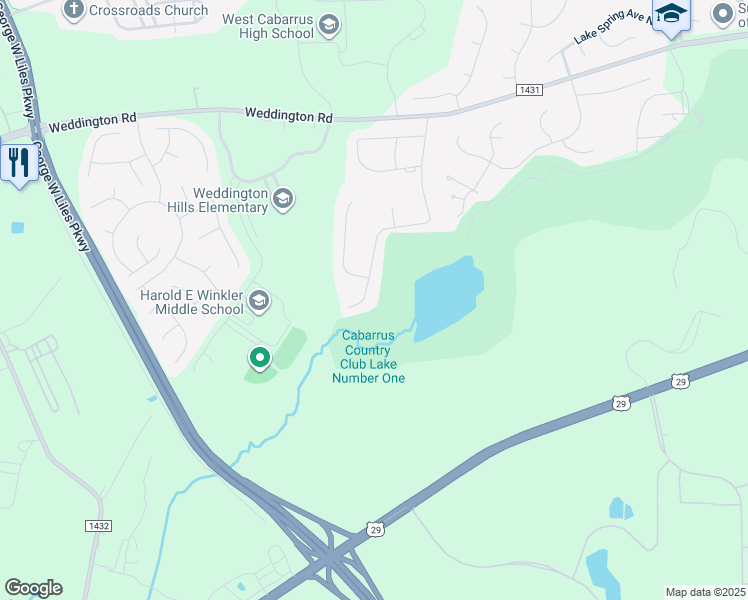 map of restaurants, bars, coffee shops, grocery stores, and more near 1555 12th Fairway Drive Northwest in Concord