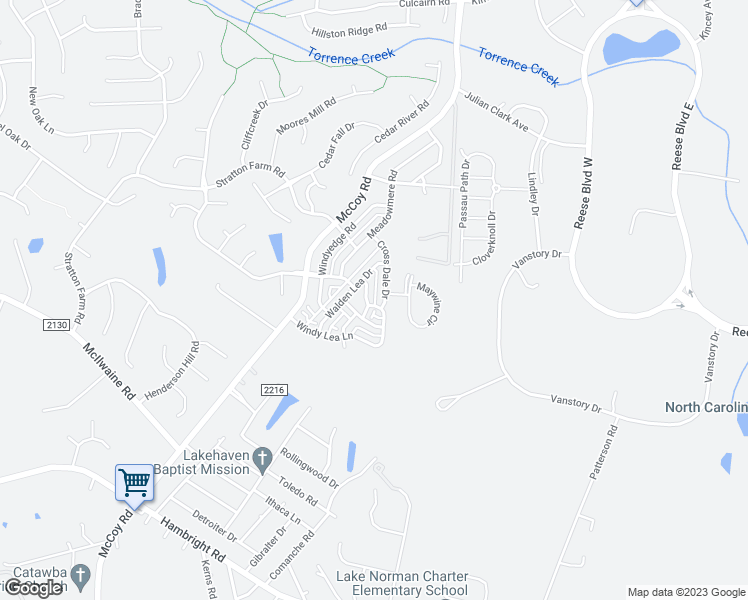 map of restaurants, bars, coffee shops, grocery stores, and more near 12438 Stone Garden Drive in Huntersville