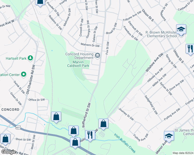 map of restaurants, bars, coffee shops, grocery stores, and more near 414 Lincoln Street Southwest in Concord