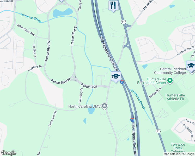 map of restaurants, bars, coffee shops, grocery stores, and more near 11926 Joleen Court in Huntersville