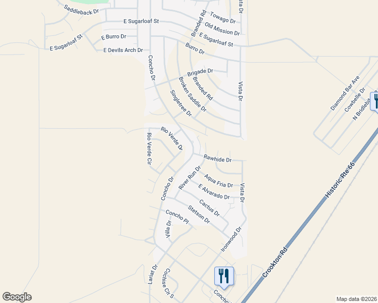 map of restaurants, bars, coffee shops, grocery stores, and more near 9180 N Concho Dr in Kingman