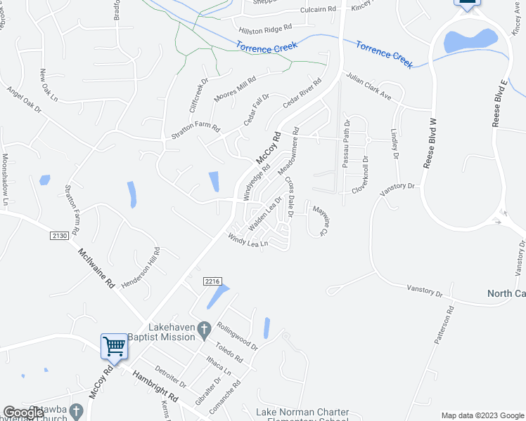 map of restaurants, bars, coffee shops, grocery stores, and more near 12421 Walden Lea Drive in Huntersville