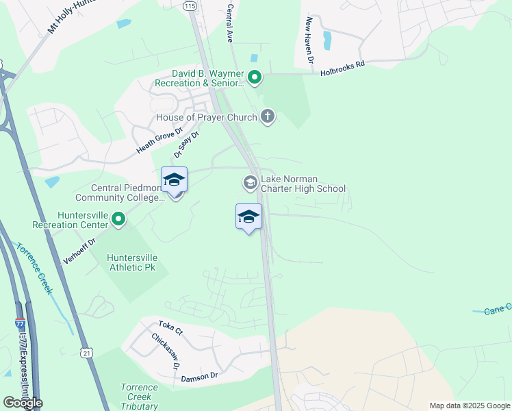 map of restaurants, bars, coffee shops, grocery stores, and more near 12611 Old Statesville Road in Huntersville