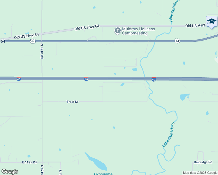 map of restaurants, bars, coffee shops, grocery stores, and more near 49 Fisher Highway in Muldrow
