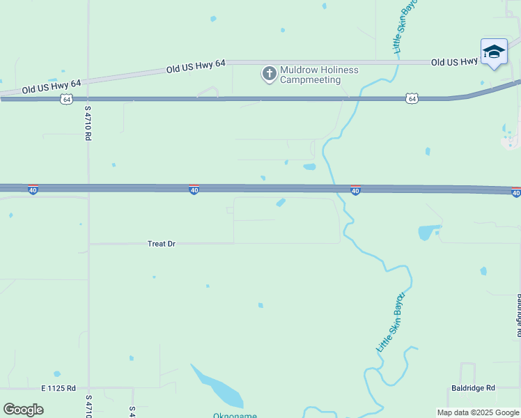 map of restaurants, bars, coffee shops, grocery stores, and more near 49 Fisher Highway in Muldrow