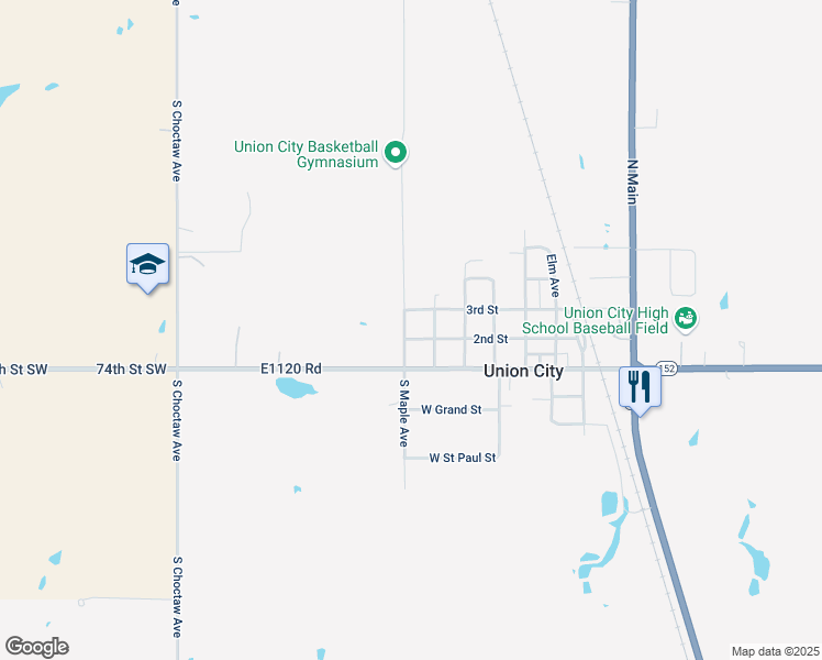 map of restaurants, bars, coffee shops, grocery stores, and more near 412 2nd Street in Union City