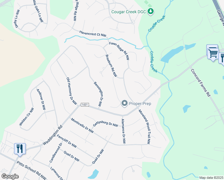 map of restaurants, bars, coffee shops, grocery stores, and more near 1537 Wheaton Way Northwest in Concord