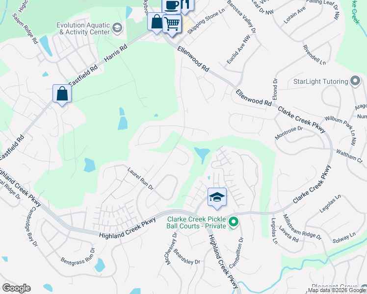 map of restaurants, bars, coffee shops, grocery stores, and more near 6409 Bembridge Court in Charlotte