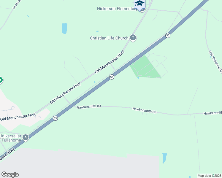 map of restaurants, bars, coffee shops, grocery stores, and more near 4372 New Manchester Highway in Tullahoma